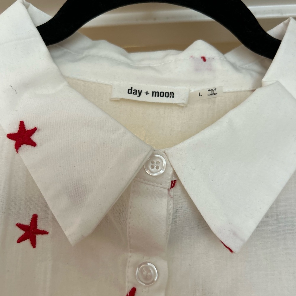 White Star-Patterned Women’s Shirt - Picture 2 of 5